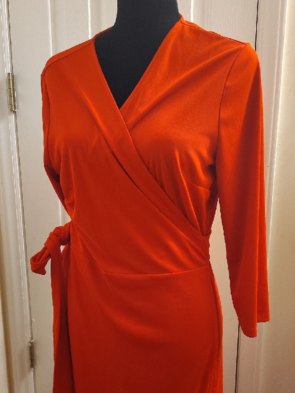 Ann Taylor Orange Long-Sleeve Wrap Dress - Picture 2 of 5